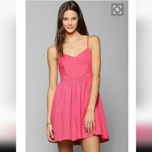 Urban Outfitters Cooperative Heart Fit & Flare Dress Brocade Hearts Size Large